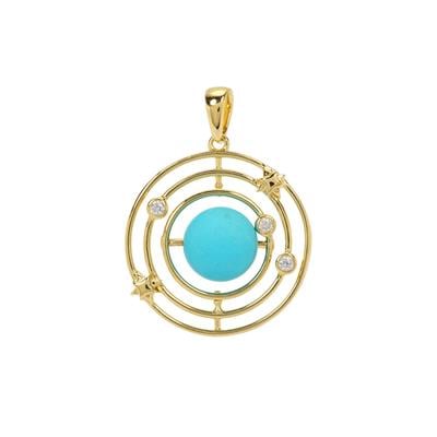 Magnesite Pendant with White Zircon in Gold Plated Sterling Silver 6.55cts
