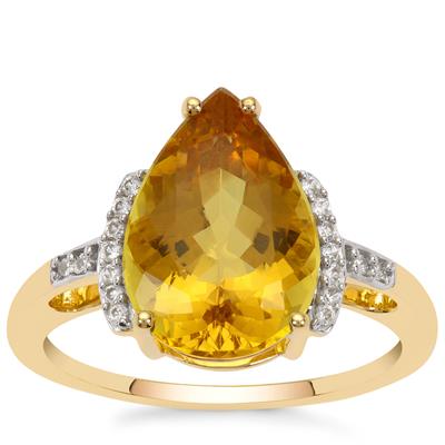 Xia Heliodor Ring with White Zircon in 9K Gold 3.40cts