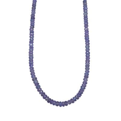 Tanzanite Graduated Bead Necklace in Platinum Plated Sterling Silver 70cts