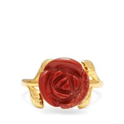 Red Jasper Ring in Gold Tone Sterling Silver 5.88cts 