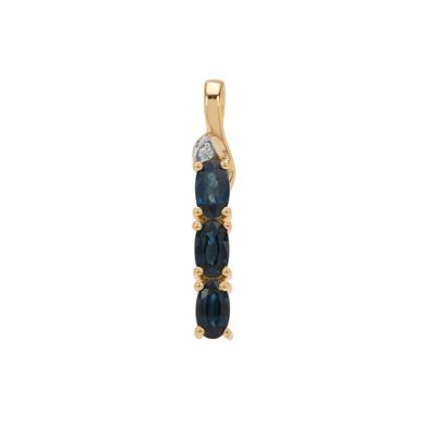 Australian Blue Sapphire Pendant with White Zircon in 9K Gold 0.90ct