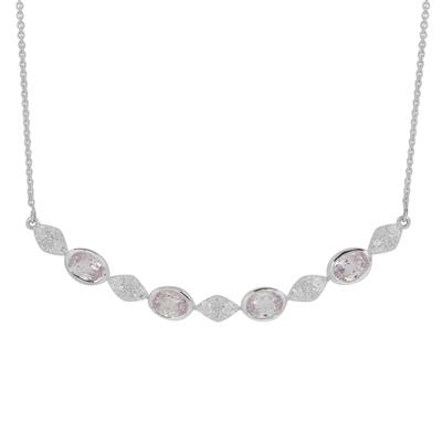 Minas Gerais Kunzite Necklace with White Zircon in Sterling Silver 5.65cts