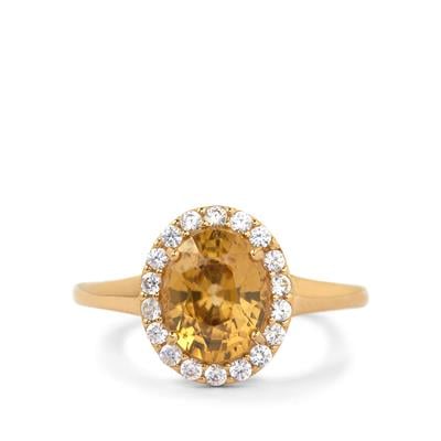 Kaduna Canary Zircon Ring with White Zircon in 9K Gold 3.45cts