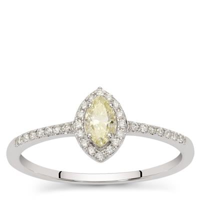 VSI Natural Yellow and White Diamond Ring in 9K White Gold 0.34cts