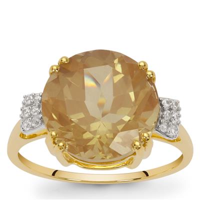 Guyang Sunstone Ring with White Zircon in 9K Gold 6cts