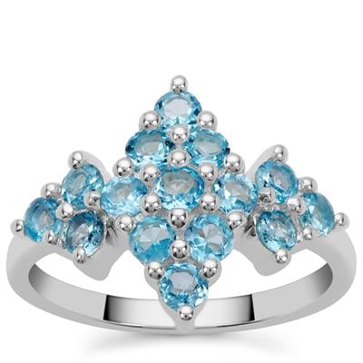 Swiss Blue Topaz Ring in Sterling Silver 1.40cts