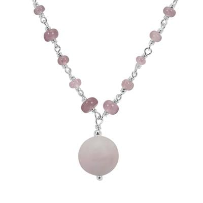 Pink Aragonite Necklace with Pink Spinel in Sterling Silver 19.65cts
