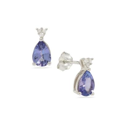 Tanzanite Earrings with Diamond in Sterling Silver 1.25cts