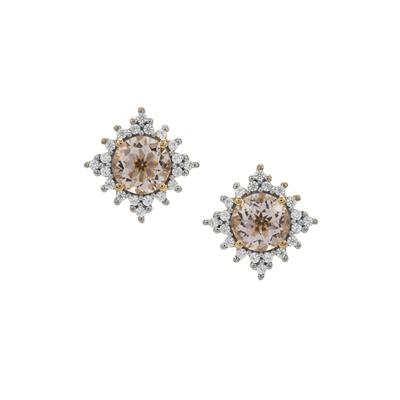 Idar Pink Morganite Earrings with White Zircon in 9K Gold 1.40cts