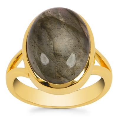 Purple Labradorite Ring in Gold Plated Sterling Silver 10cts