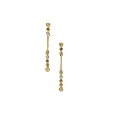 Golden Ivory Diamonds Earrings with Multi Diamonds in 9K Gold 0.26cts