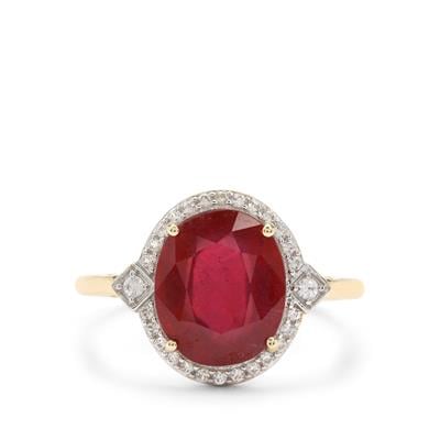 Bemainty Ruby Ring with White Zircon in 9K Gold 5.85cts