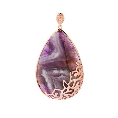 Banded Amethyst Pendant in Rose Gold Tone Sterling Silver 144.19cts