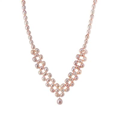 Freshwater Cultured Pearl Necklace in Sterling Silver (6x9mm)