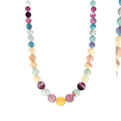 'Colours Of Fluorite' Graduated Necklace  in Sterling Silver 210cts