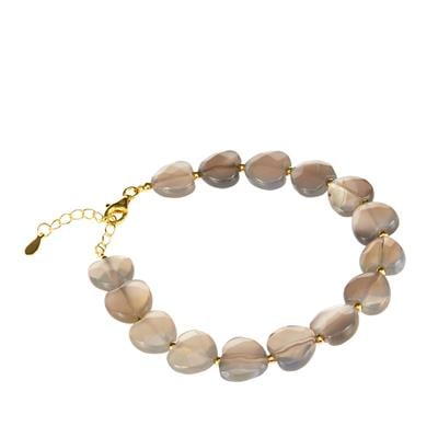 Grey Agate Bracelet in Gold Tone Sterling Silver 55cts