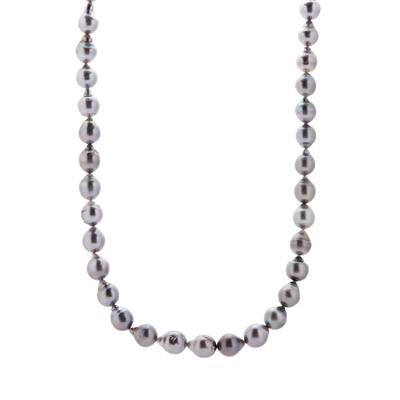 Tahitian Cultured Pearl Necklace in Sterling Silver (9 x 8mm)