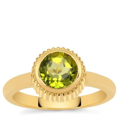 Changbai Peridot Ring in Gold Plated Sterling Silver 1.45cts