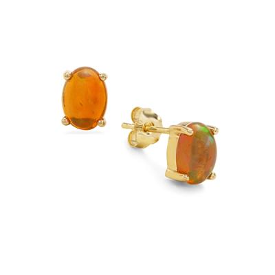 Ethiopian Dark Opal Earrings in 9K Gold 1cts