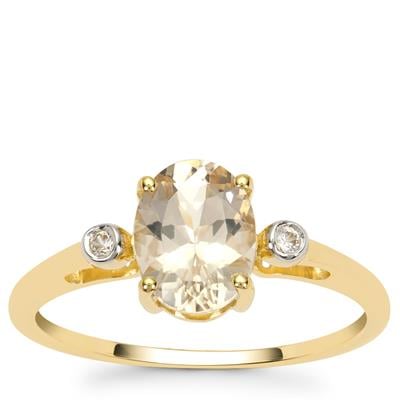 Champagne Danburite Ring with White Zircon in 9K Gold 1.30cts