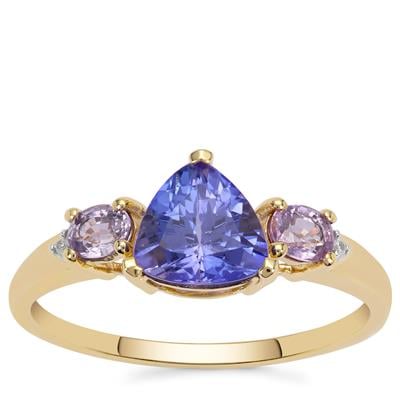AA Tanzanite, Natural Sakaraha Rainbow Sapphire Ring with Pink Sapphire in 9K Gold 1.65cts
