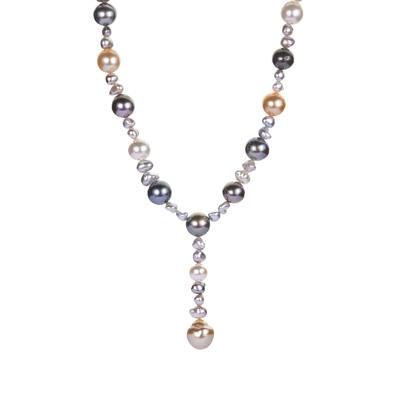 Tahitian & South Sea Cultured Pearl Necklace in Sterling Silver