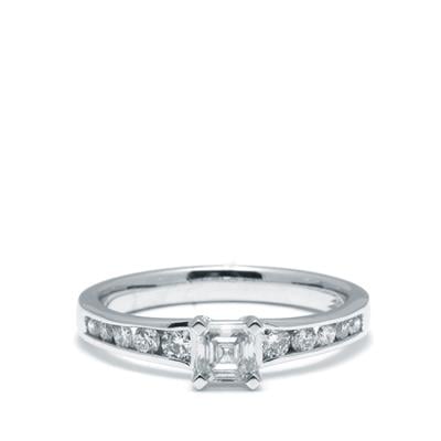Asscher Cut Diamond Ring in Platinum 950 0.72ct