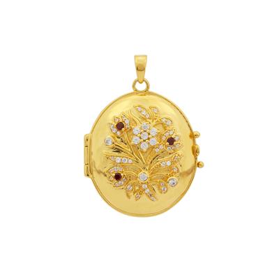 Ratanakiri  Zircon Locket  with Rajasthan  Garnet in Gold Plated Sterling Silver 1.25cts