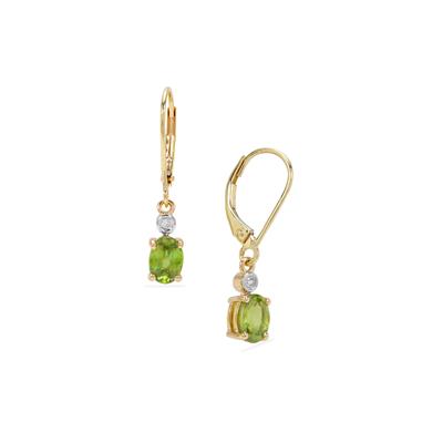Ambilobe Sphene Earrings with White Zircon in 9K Gold 1.75cts