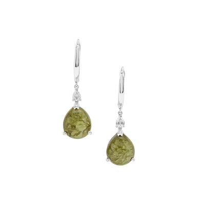Grossular Earrings with White Zircon in Sterling Silver 12.60cts