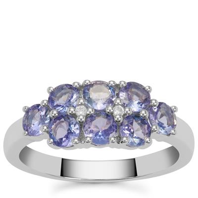 Tanzanite Ring with White Zircon in Sterling Silver 1.50cts