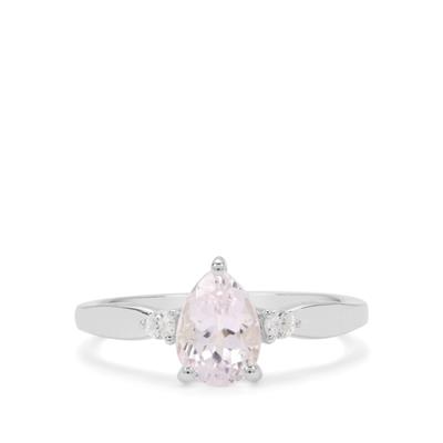 Minas Gerais Kunzite Ring with White Zircon in Sterling Silver 1.55cts