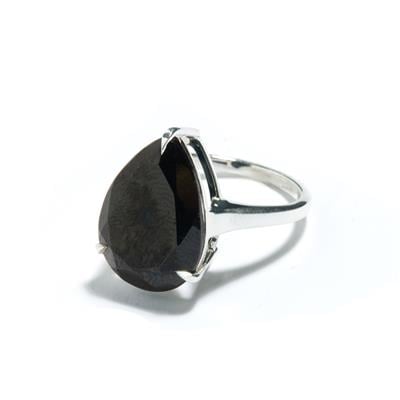 Black Sapphire Ring in Sterling Silver 14.45cts
