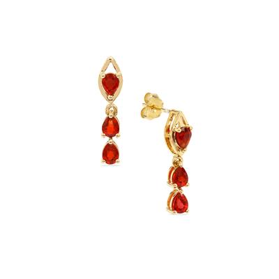 Songea Red Sapphire Earrings in 9K Gold 1ct