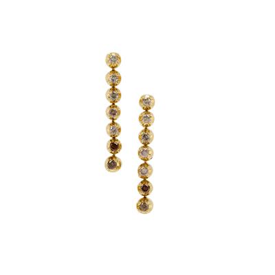 Natural Ombre Diamonds Earrings in 9K Gold 0.50ct