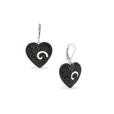 Black Spinel Earrings in Sterling Silver 4.55cts