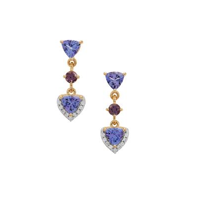 AA Tanzanite, Mahenge Purple Spinel Earrings with White Zircon in 9K Gold 1.75cts