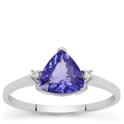 AAA Tanzanite Ring with Diamond in Platinum 950 1.28cts