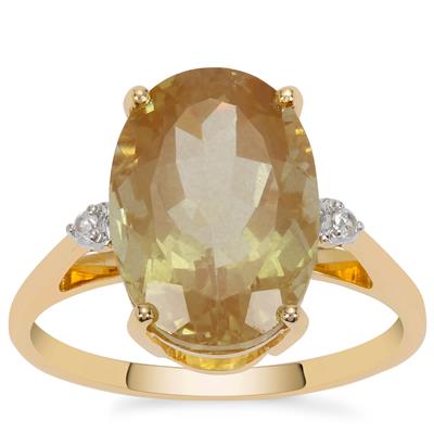 Guyang Sunstone Ring with White Zircon in 9K Gold 5.80cts