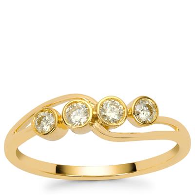 Natural Yellow Diamond Ring in 9K Gold 0.28ct