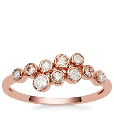 Pink, White Diamonds Ring in 9K Rose Gold 0.35ct