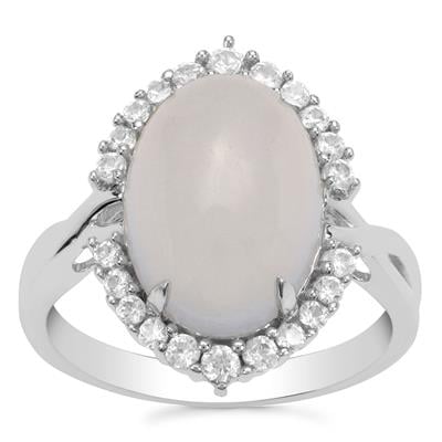 Turkish Chalcedony Ring with White Zircon in Sterling Silver 6.25cts