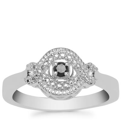 Black Diamond Ring in Sterling Silver 0.08ct
