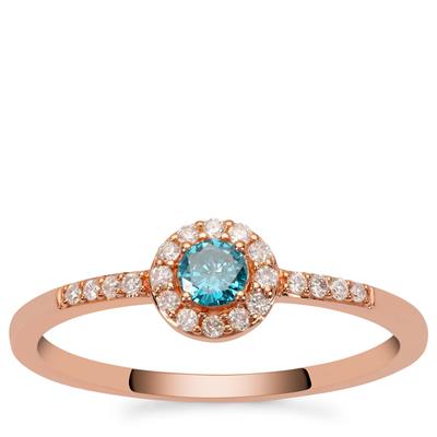Blue, Pink Diamonds Ring in 9K Rose Gold 0.26cts