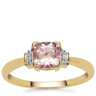 Idar Pink Morganite Ring with White Zircon in 9K Gold 0.85ct