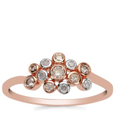 Pink, White Diamonds Ring in 9K Rose Gold 0.26ct