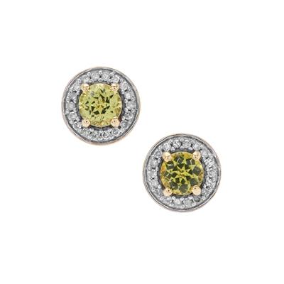 Mansanite Earrings with Diamond in 9K Gold 1cts