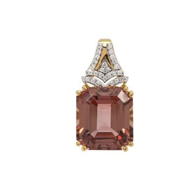 Pink Diaspore Pendant with Diamond in 18K Gold 13.18cts 