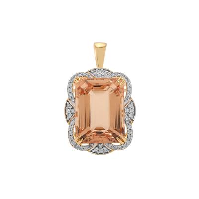 Peach Morganite Pendant with Diamonds in 18K Gold 15.27cts