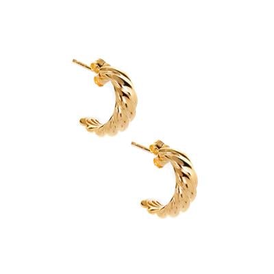 Chunky Twist Half Hoop Stud Earrings in 9K Gold 2.50g